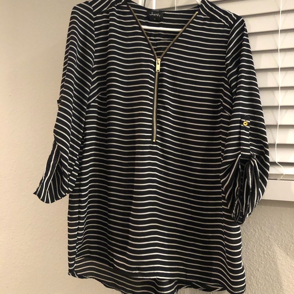 Black and white striped blouse